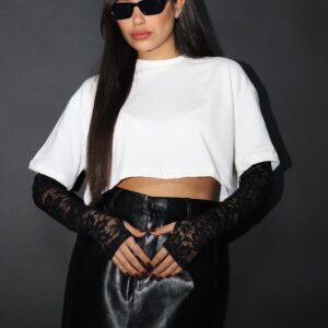 חולצה שילוב תחרה ביד