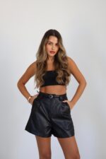 מכנס עור עם תיק