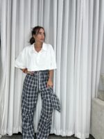 ⁦חליפה מכנס משובץ עם תיק⁩ – תמונה ⁦6⁩