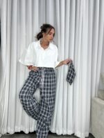 ⁦חליפה מכנס משובץ עם תיק⁩ – תמונה ⁦4⁩