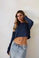 ⁦חולצה בייסיק בטן עננים⁩ – תמונה ⁦3⁩