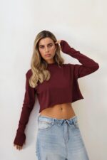 ⁦חולצה בייסיק בטן עננים⁩ – תמונה ⁦2⁩