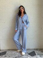 חליפה מכופתרת פולו פשתן – תמונה 3