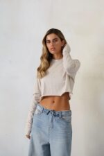 ⁦חולצה בייסיק בטן עננים⁩ – תמונה ⁦3⁩