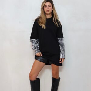 חולצה טריקו שילוב משבצות