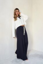 ⁦חליפה צוארון מכנס פנס כחול⁩ – תמונה ⁦2⁩