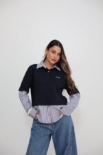 ⁦טישרט מחוברת לחולצה מכופתרת⁩ – תמונה ⁦3⁩