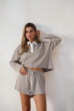 ⁦חליפה שילוב פס לבן שורט⁩ – תמונה ⁦3⁩