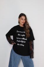 טישרט תחרה בשרוול