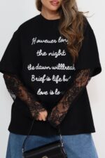 ⁦טישרט תחרה בשרוול⁩ – תמונה ⁦3⁩