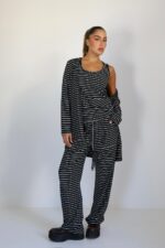 חליפה שלוש חלקים פסים שחור