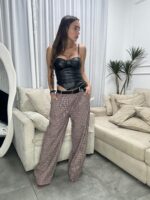 ⁦מכנס משובץ עם חגורה⁩ – תמונה ⁦3⁩