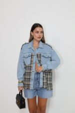 ⁦חולצה משבצות גינס⁩ – תמונה ⁦3⁩