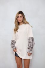 חולצה טריקו שילוב משבצות