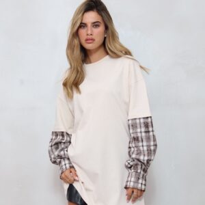 חולצה טריקו שילוב משבצות