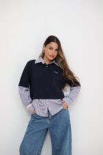 ⁦טישרט מחוברת לחולצה מכופתרת⁩ – תמונה ⁦5⁩