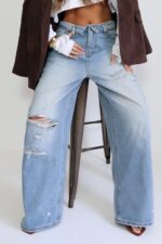 ⁦גינס קיפול קרעים בהיר⁩ – תמונה ⁦3⁩