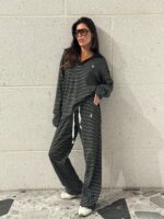 חליפה פולו פסים שחור