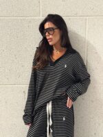 ⁦חליפה פולו פסים שחור⁩ – תמונה ⁦2⁩