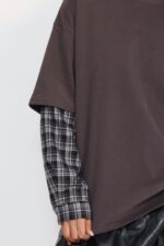 ⁦חולצה סטון ווש משובץ⁩ – תמונה ⁦3⁩