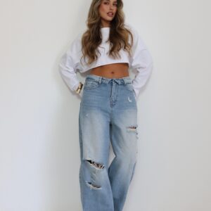 גינס קיפול קרעים בהיר