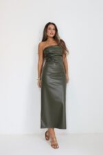 שמלה  עור סטרפלס