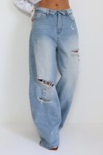 ⁦גינס קיפול קרעים בהיר⁩ – תמונה ⁦4⁩