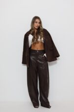 ⁦מכנס עור חום⁩ – תמונה ⁦5⁩