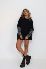 ⁦חולצה סטון ווש משובץ⁩ – תמונה ⁦4⁩