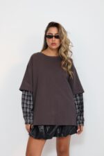 ⁦חולצה סטון ווש משובץ⁩ – תמונה ⁦2⁩