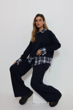 ⁦חליפה פולו משבצות כחול⁩ – תמונה ⁦2⁩