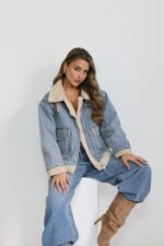 גקט צמר שילוב גינס