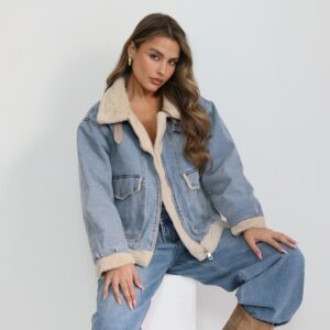 גקט צמר שילוב גינס