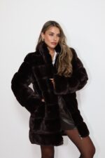 גקט פרווה ארוך חום