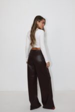 ⁦מכנס עור חום⁩ – תמונה ⁦5⁩