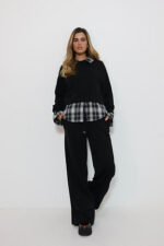 ⁦חליפה פולו משבצות שחור⁩ – תמונה ⁦2⁩