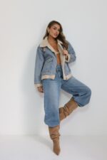 ⁦גקט צמר שילוב גינס⁩ – תמונה ⁦3⁩