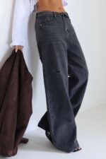 ⁦ג׳ינס קיפול שחור⁩ – תמונה ⁦2⁩