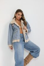 ⁦גקט צמר שילוב גינס⁩ – תמונה ⁦2⁩