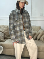 ⁦גקט חולצה משובץ עם פליז בפנים⁩ – תמונה ⁦4⁩