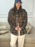 גקט חולצה משובץ עם פליז בפנים