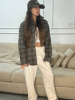 גקט חולצה משובץ עם פליז בפנים