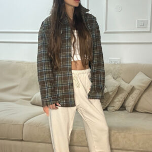 גקט חולצה משובץ עם פליז בפנים