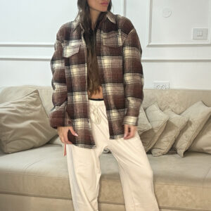 גקט חולצה משובץ עם פליז בפנים