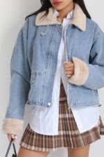 ⁦גקט ג׳ינס פרווה בפנים קובי⁩ – תמונה ⁦4⁩