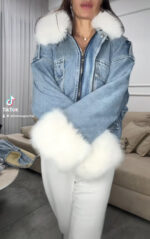 ⁦גקט פרווה עבה שילוב ג׳ינס⁩ – תמונה ⁦3⁩