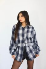 ⁦טוניקה משובצת חגורה⁩ – תמונה ⁦2⁩