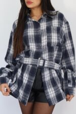 ⁦טוניקה משובצת חגורה⁩ – תמונה ⁦3⁩