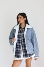 גקט פרווה ג׳ינס 2 צדדים