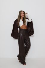 ⁦מכנס עור חום⁩ – תמונה ⁦3⁩